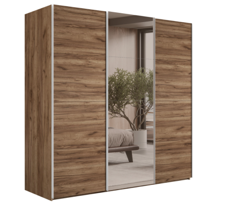 Шкаф-купе Эста 3-х дверный Медиум (4 посредине) (4 Стекла пудра / 8 ЛДСП)