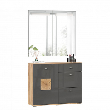 Фиджи Комод комбинированный с 2 зеркалами с подсветкой (Дуб Золотой/Антрацит) Фиджи Комод комбинированный с 2 зеркалами с подсветкой (Дуб Золотой/Антрацит)