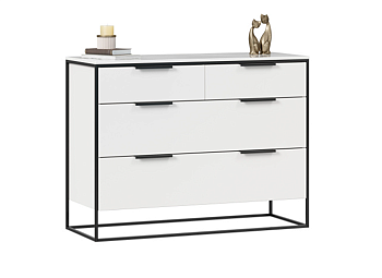 Норд Комод 1190 с 4 ящиками/Белый Норд Комод 1190 с 4 ящиками/Белый