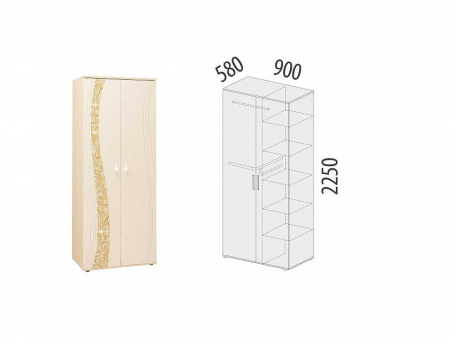 Шкаф для одежды с полками и штангой Соната 98.13