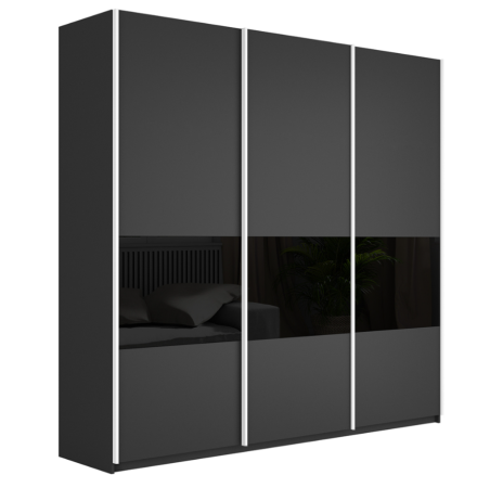 Шкаф-купе Широкий Прайм 3-х дверный (3 секции ДСП/стекло черное)