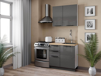 Герда Кухонный гарнитур 1500 (Белый/Антрацит глянец)