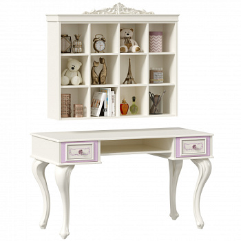 Маркиза Стол письменный с полкой навесной (Алебастр) Маркиза Стол письменный с полкой навесной (Алебастр)