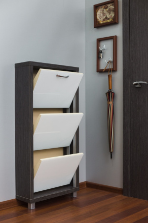 Обувница Люкс стекло белое Шкафы 3-х секционные