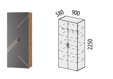 Шкаф для одежды с полками и штангой (лев/прав) Монако 902.43