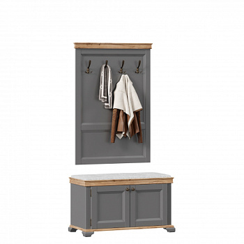 Амели Тумба с пуфом и вешалкой (Оникс серый) Амели Тумба с пуфом и вешалкой (Оникс серый)