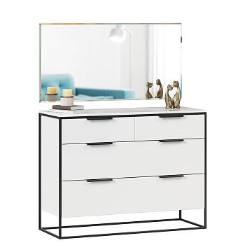 Норд Комод 1190 с 4 ящиками с зеркалом (Белый/Статуарио) Норд Комод 1190 с 4 ящиками с зеркалом (Белый/Статуарио)