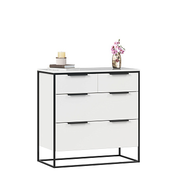 Норд Комод 890 с 4 ящиками (Белый/Статуарио)