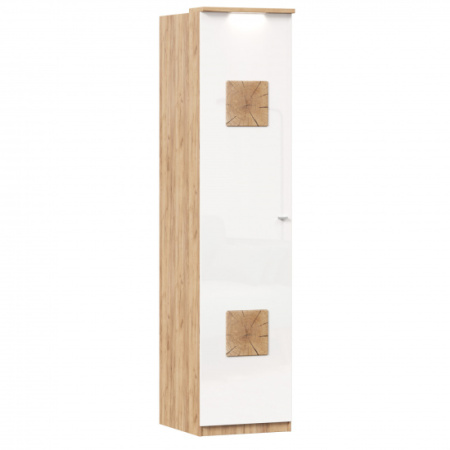 Фиджи Шкаф одностворчатый с декоративными накладками (Дуб Золотой/Белый) Фиджи Шкаф одностворчатый с декоративными накладками (Дуб Золотой/Белый)
