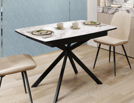 Обеденный стол Орфей 46 (02) Мрамор золотистый-Черный