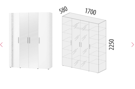 Шкаф четырехдверный с зеркалом (лев/прав) Николь 901.14