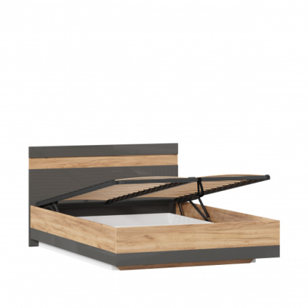 Фиджи Кровать двуспальная 1400 с подъёмным механизмом (Дуб Золотой/Антрацит)