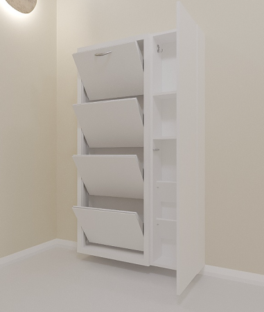 Обувница Люкс 4 ДУЭТ Белый шагрень / Белый шагрень