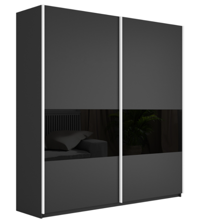 Шкаф-купе Широкий Прайм 2-х дверный (3 секции ДСП/стекло белое)