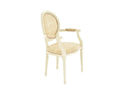 Стул из массива Медальон с подлокотниками с мягкой спинкой и сиденьем 