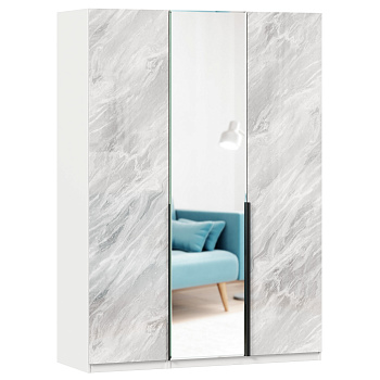 Норд Шкаф трехстворчатый с зеркалом (Белый/Статуарио) Норд Шкаф трехстворчатый с зеркалом (Белый/Статуарио)