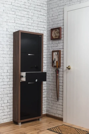 Обувница Люкс стекло черное Шкафы 4-х секционные Плюс