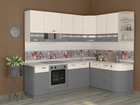 Кухонный гарнитур угловой Графит 38 (ширина 242х163 см)  Кухонный гарнитур угловой Графит 38 (ширина 242х163 см)