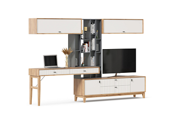 Бари Тумба ТВ комбинированная (Дуб Золотой/Оникс серый/Белый)/ Бари Тумба ТВ комбинированная (Дуб Золотой/Оникс серый/Белый)/