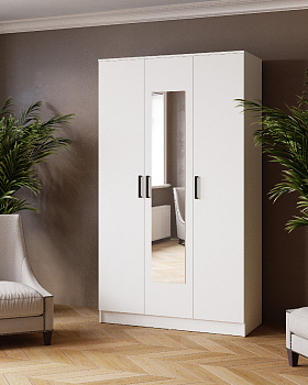 Шкаф комбинированный Ларс (1,2) с зеркалом белый