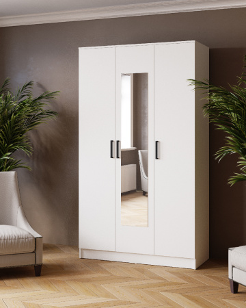 Шкаф комбинированный Ларс (1,2) с зеркалом белый