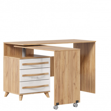 Марта-2 Стол левый (Дуб золотой/Белый глянец)