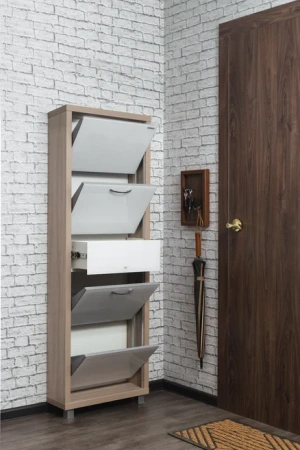 Обувница Люкс стекло белое Шкафы 4-х секционные Плюс