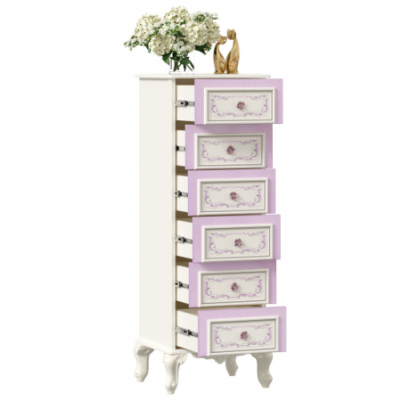 Маркиза Комод высокий с 6 ящиками (Алебастр)