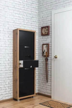 Обувница Люкс стекло черное Шкафы 4-х секционные Плюс