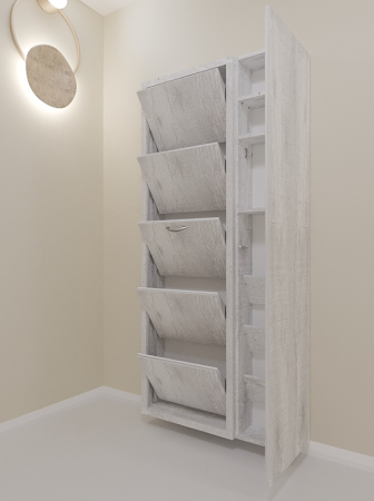 Обувница Люкс 5 ДУЭТ Бетон Пайн белый / Бетон Пайн белый