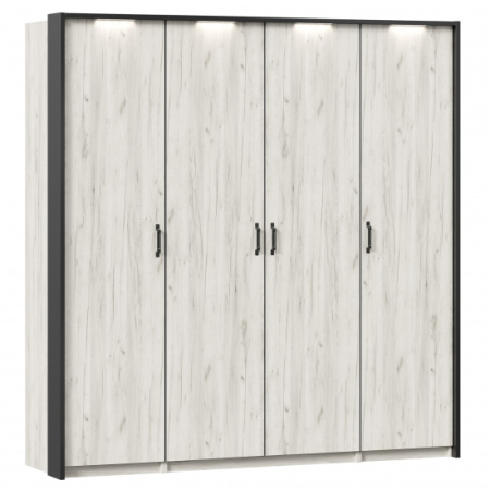 Техно Шкаф четырехстворчатый с паспарту (Дуб Крафт белый)