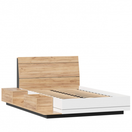 Урбан Кровать полутороспальная 1200 с тумбой приставной (Дуб Золотой/Черный/Белый/Розовый)