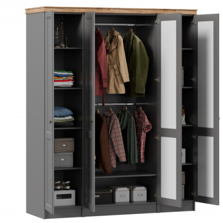 Амели Шкаф четырехстворчатый с карнизом (Оникс Серый) Амели Шкаф четырехстворчатый с карнизом (Оникс Серый)