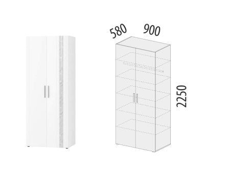 Шкаф для одежды с полками и штангой (лев/прав) Николь 901.43