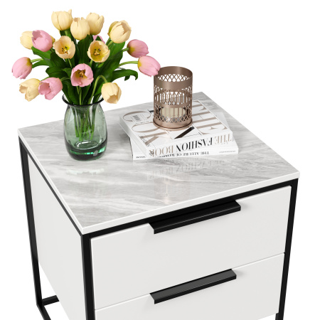 Норд Тумба прикроватная с полкой (Белый/Статуарио) Норд Тумба прикроватная с полкой (Белый/Статуарио)