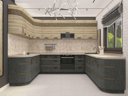  Кухонный гарнитур П-образный Бруклин 20 (ширина 253х300х293 см)