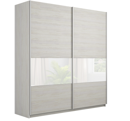 Шкаф-купе Широкий Прайм 2-х дверный (3 секции ДСП/стекло белое)