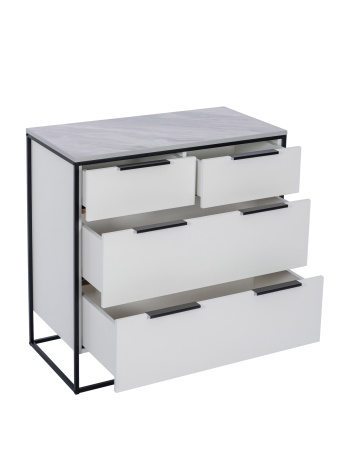 Норд Комод 890 с 4 ящиками (Белый/Статуарио)