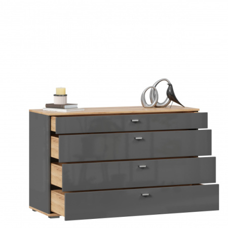 Фиджи Комод 1200 с 4 ящиками (Дуб Золотой/Антрацит) Фиджи Комод 1200 с 4 ящиками (Дуб Золотой/Антрацит)