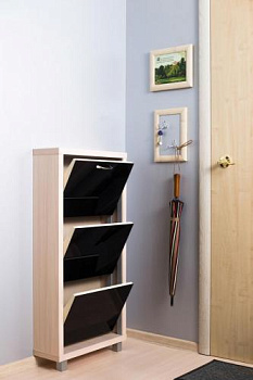 Обувница Люкс стекло черное Шкафы 3-х секционные