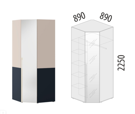 Шкаф угловой с зеркалом (прав) Флоренция 905.09