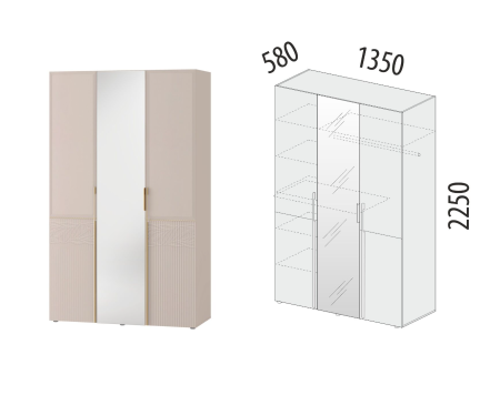 Шкаф трехдверный с зеркалом Флоренция 904.12