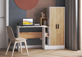 Компьютерный стол СКМ-1 белый/дуб крафт золотой Компьютерный стол СКМ-1 белый/дуб крафт золотой