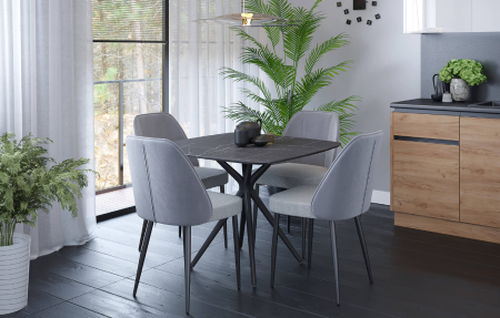 Стол обеденный 950*950 (Мрамор чёрный М04)